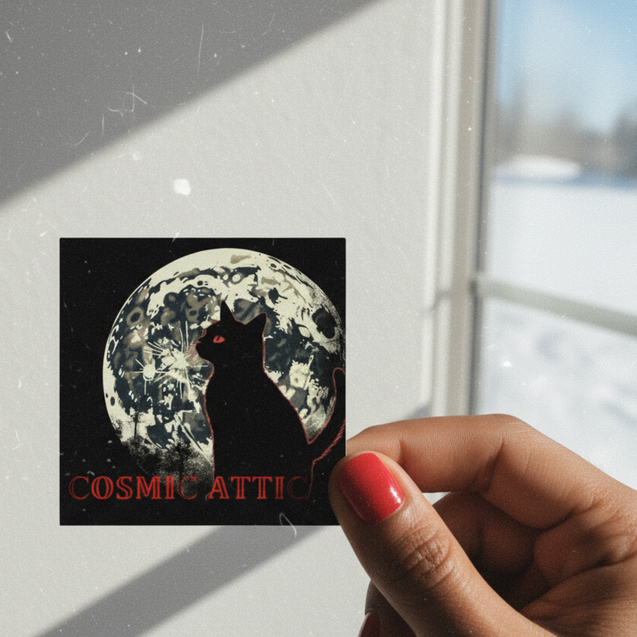 Cosmic Attic Fan Kitty Sticker