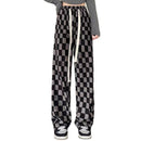 Chessboard Plaid Wide-leg Mop Pants