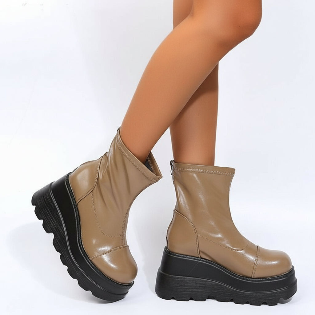 Wedged Zipper MOD Boots