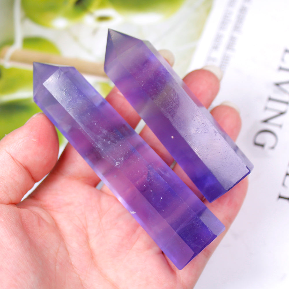 Natural Crystal Blue Purple Fluorite Crystal Column Energy Stone (Variety)