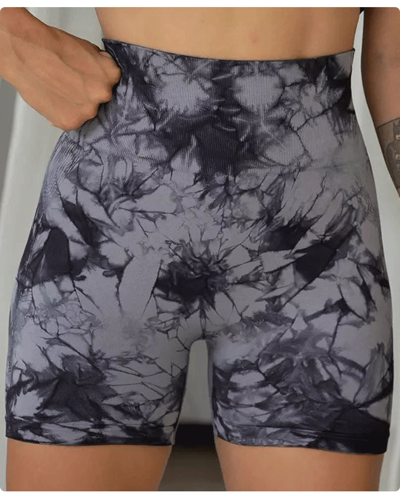 Seamless Tie-dye Sports Tight Shorts