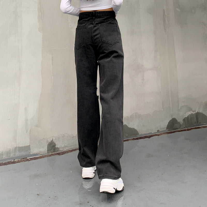 Ripped Edge Casual Jeans