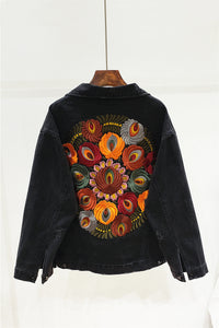 Bohemian embroidered denim jacket