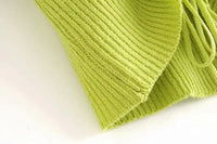 Fluorescent Drawstring Knitted Pullover