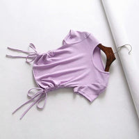Drawstring short sleeve T-shirt