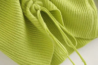 Fluorescent Drawstring Knitted Pullover