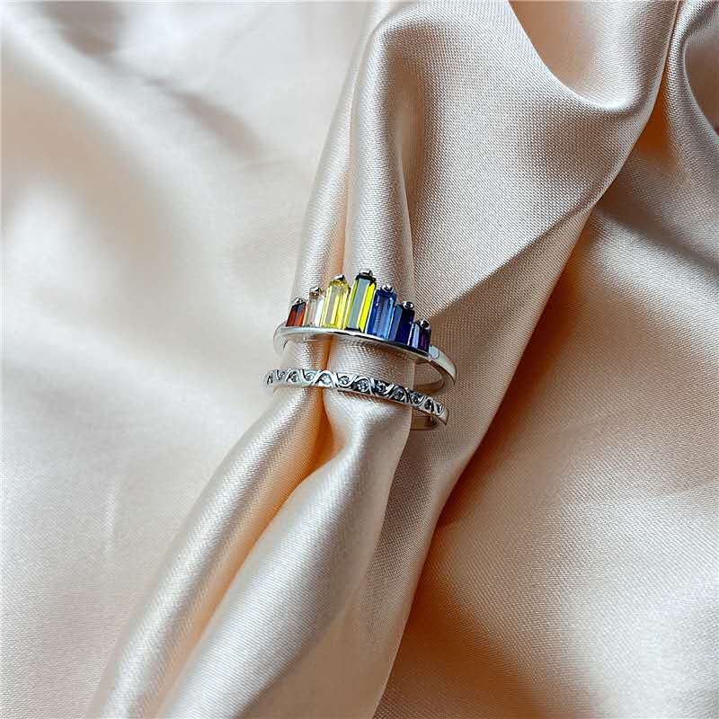 Rainbow Chakra Microdiamond Ring