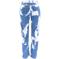 Tie Dye Print Straight Leg Jeans