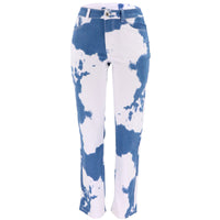 Tie Dye Print Straight Leg Jeans