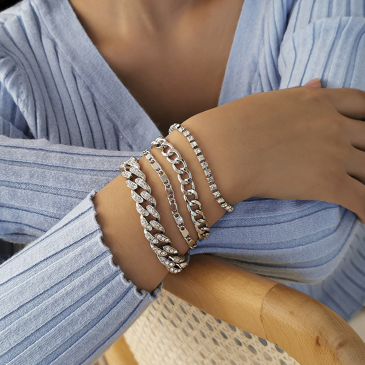 Snake Bone Chain Bracelet Set