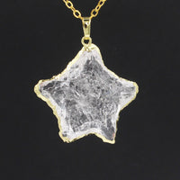White Crystal Star + Moon Pendant