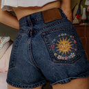 Sun Stamped Denim Shorts