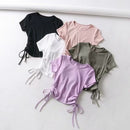 Drawstring short sleeve T-shirt