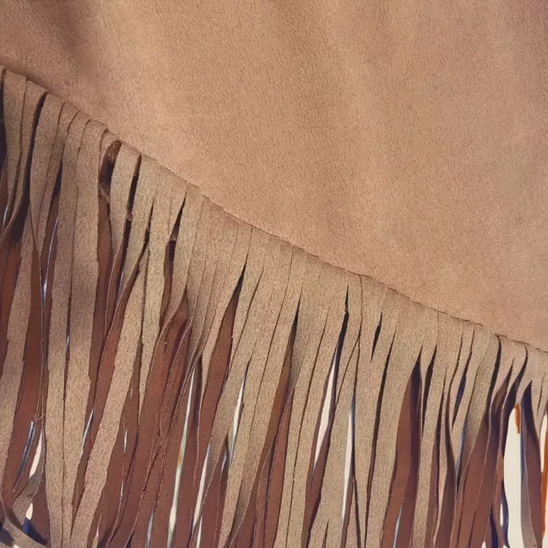 Dusk and Dawn Fringe Suede Skirt