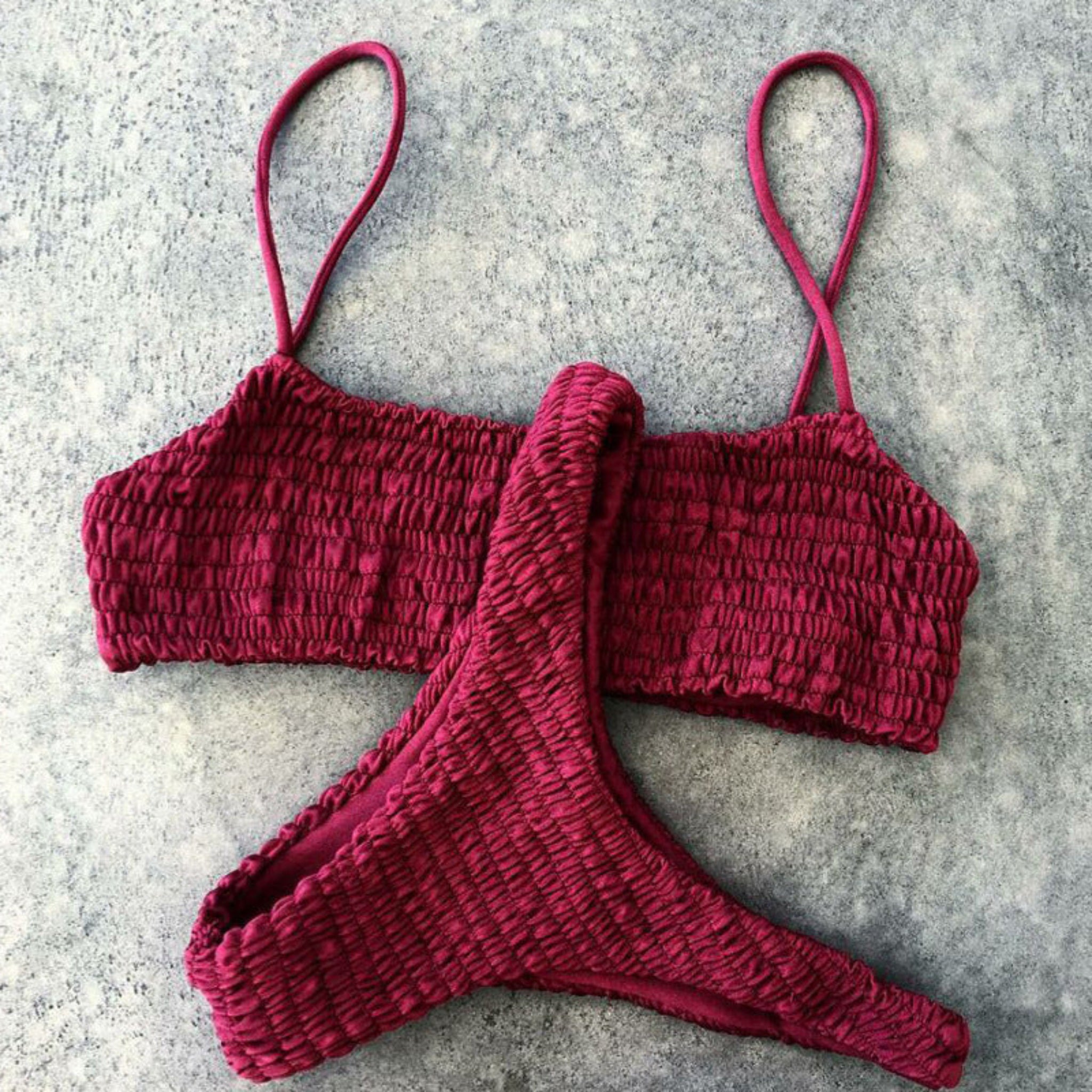 Smocked Triangle Bikini