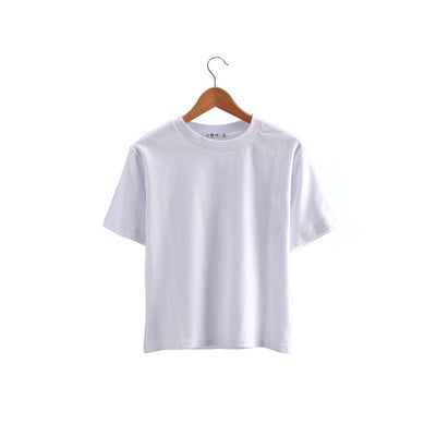 Solid Color Short Sleeve Women's T-shirt