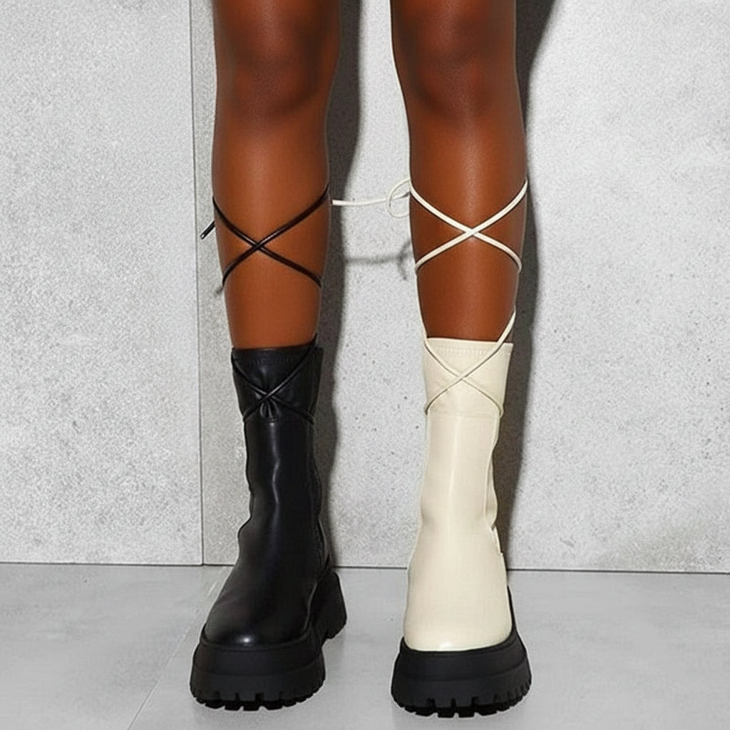 Platform Lace-up Ankle Boots