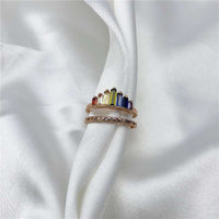 Rainbow Chakra Microdiamond Ring