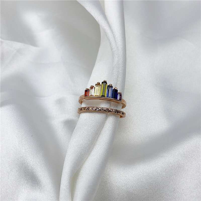 Rainbow Chakra Microdiamond Ring
