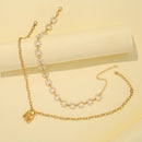 Vintage Lock Pendant Pearl Necklace