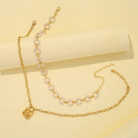 Vintage Lock Pendant Pearl Necklace