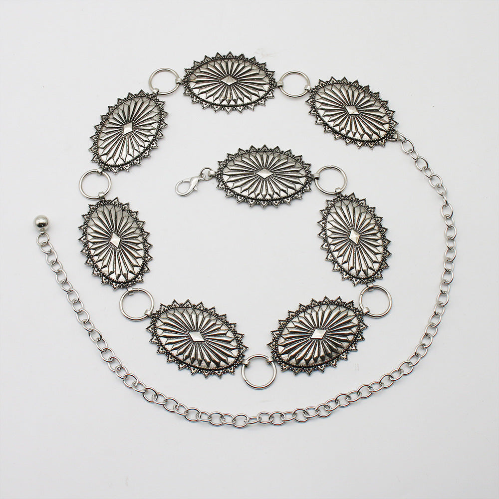 Metal Concho Waist Chain Belt