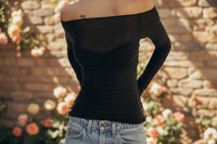 Perspective One-line Neck T-shirt Top
