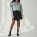 Frayed Hooded Denim Jacket