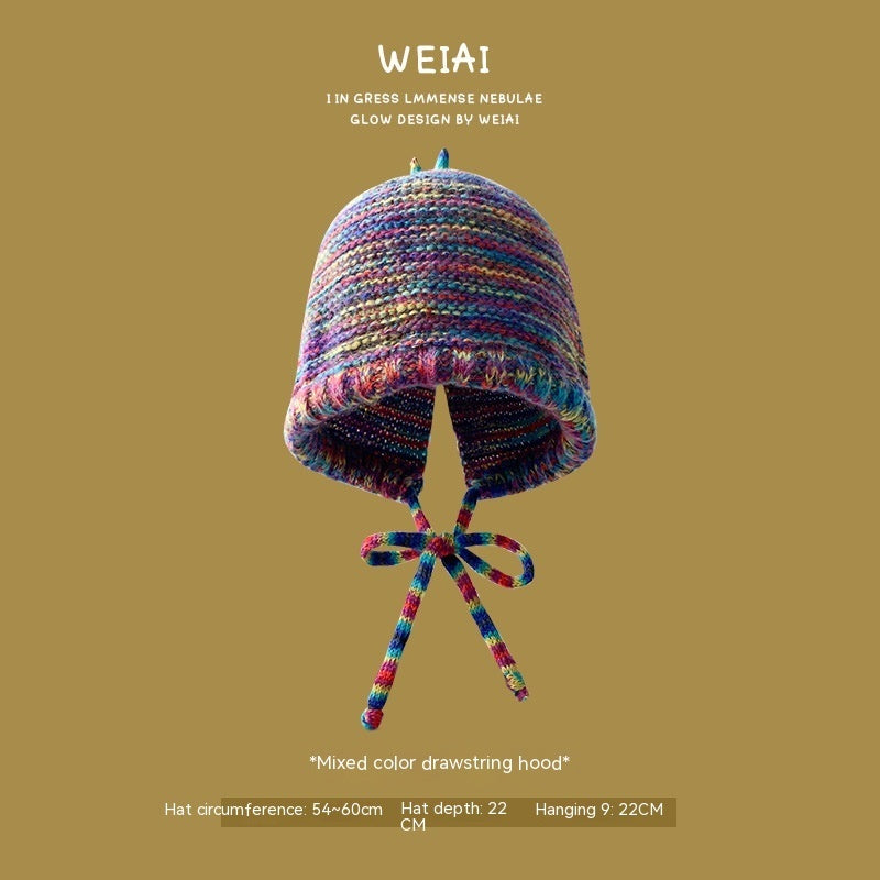 1192 Mixed Color Tied Cap / Wool