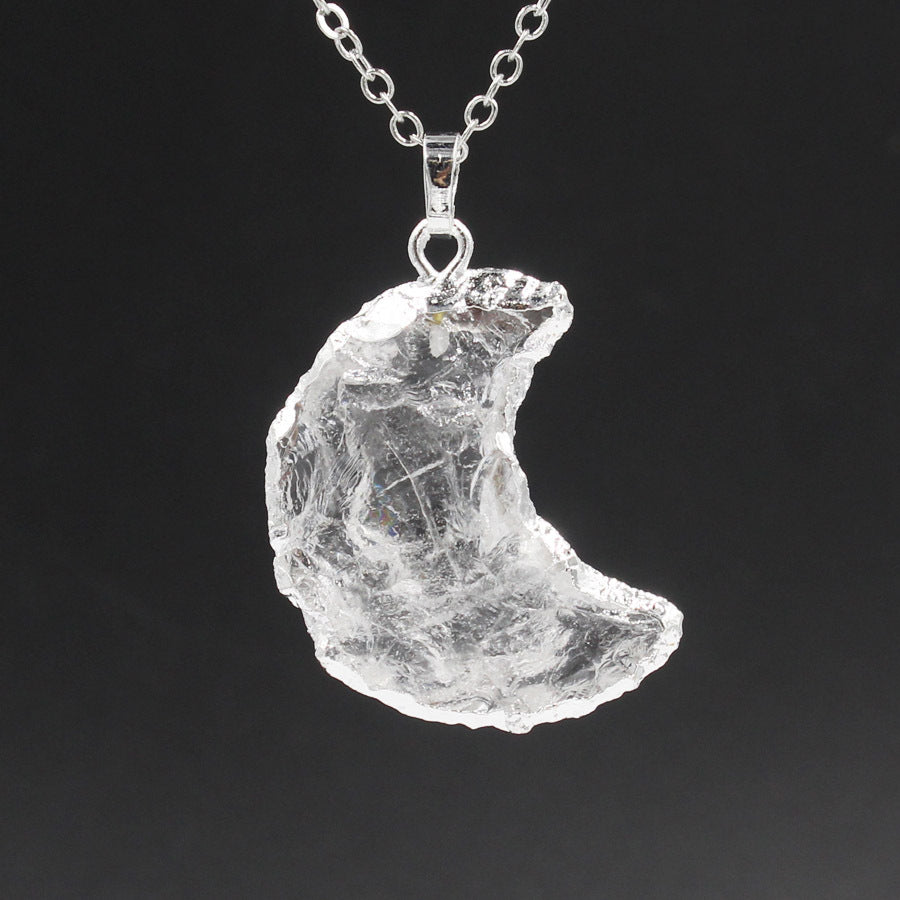 White Crystal Star + Moon Pendant