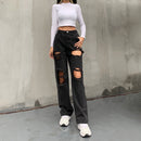 Ripped Edge Casual Jeans