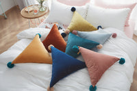 Triangle Pom Pom Cushion Pillow