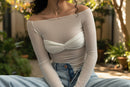 Perspective One-line Neck T-shirt Top