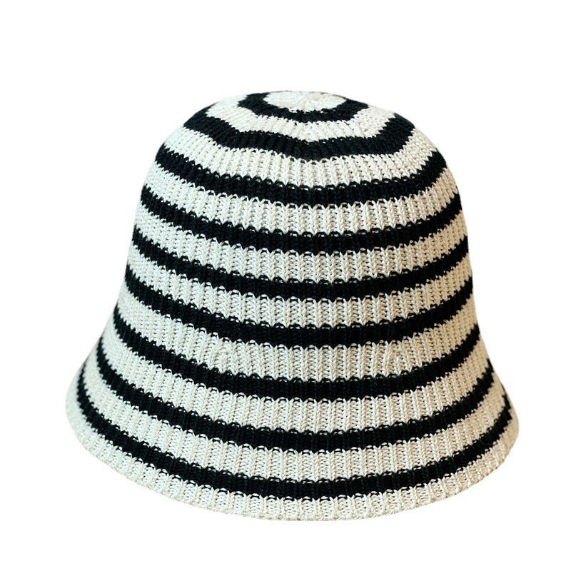 Striped Knitted Dome Bucket Hat