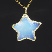 White Crystal Star + Moon Pendant