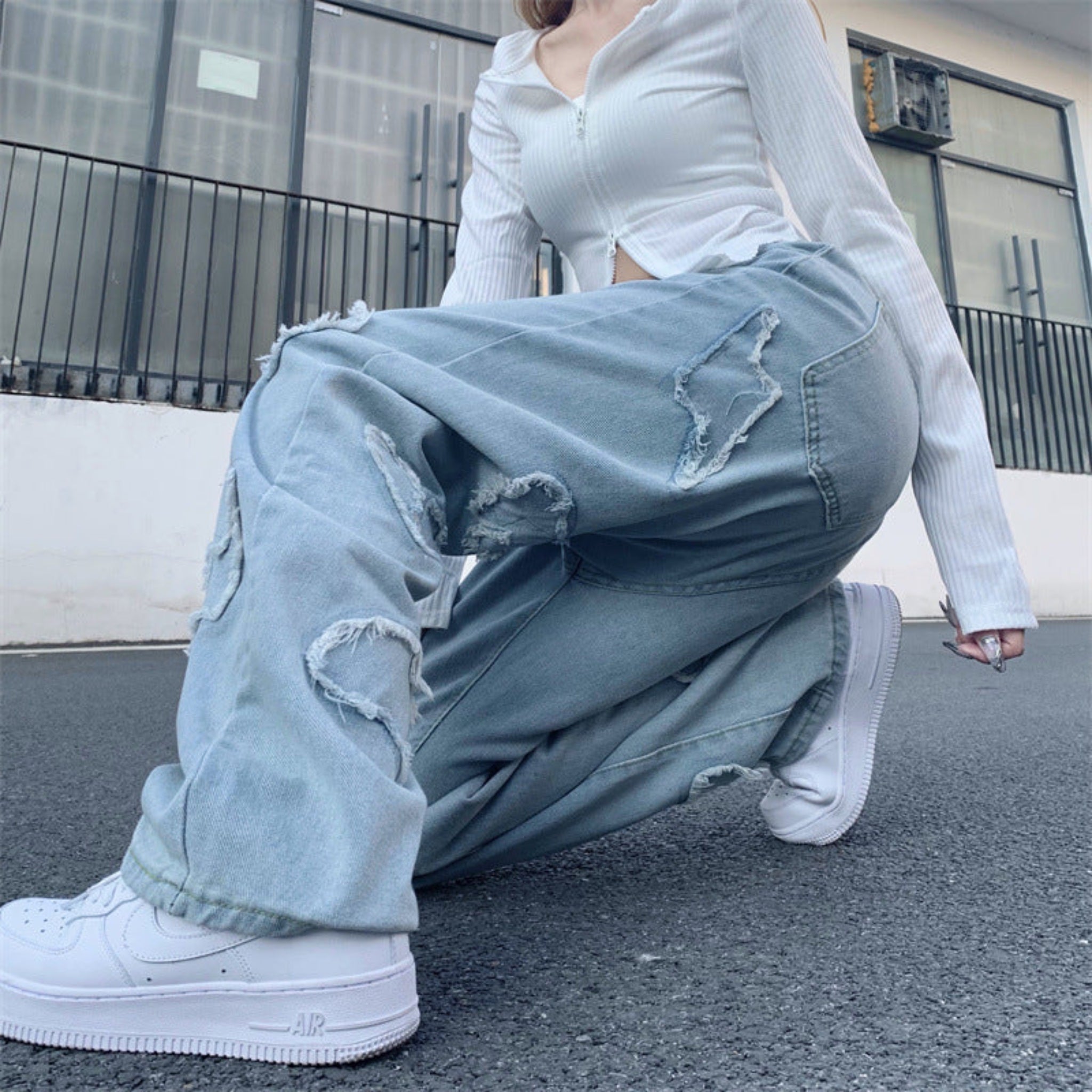 Y2k Patchwork Straight Jeans