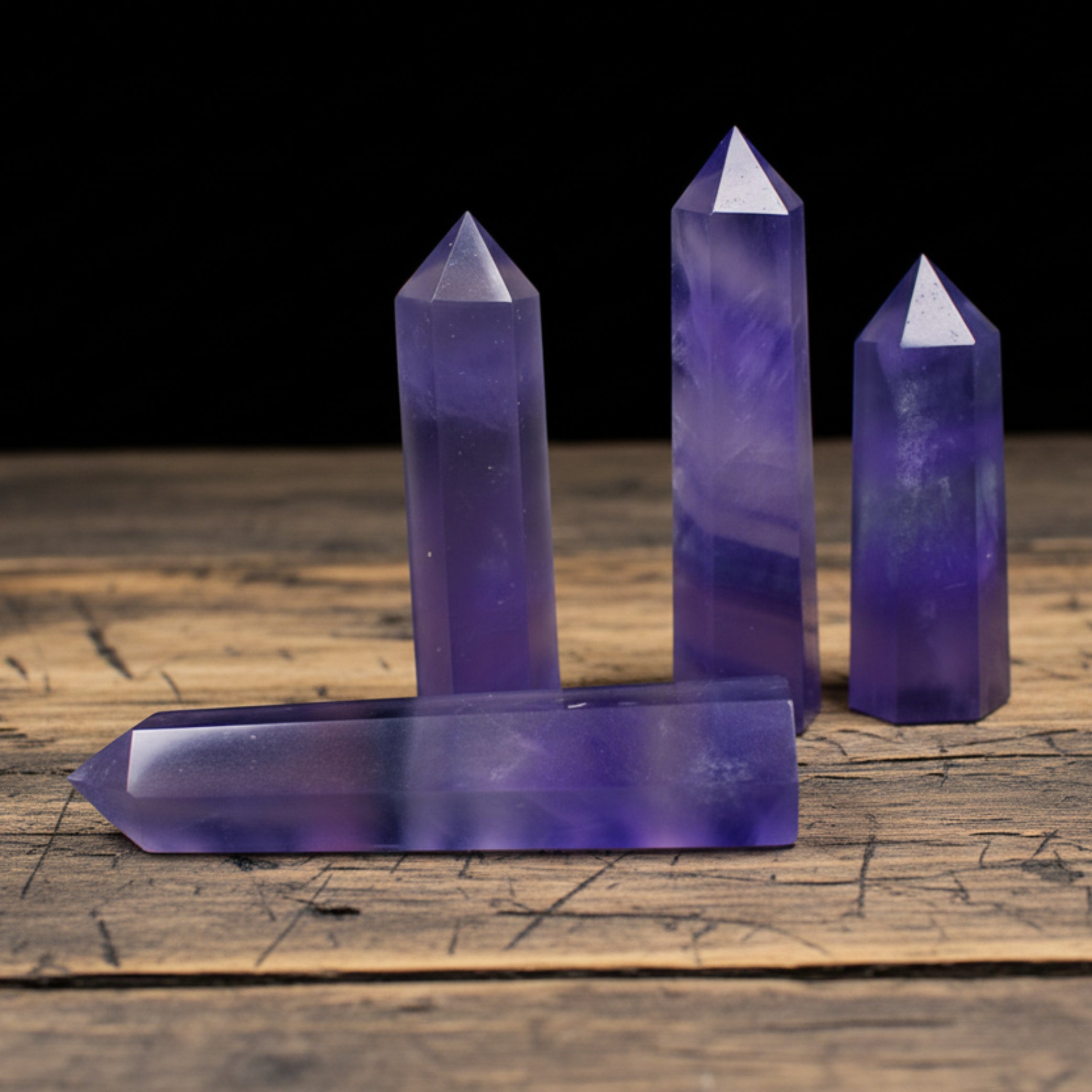 Natural Crystal Blue Purple Fluorite Crystal Column Energy Stone (Variety)