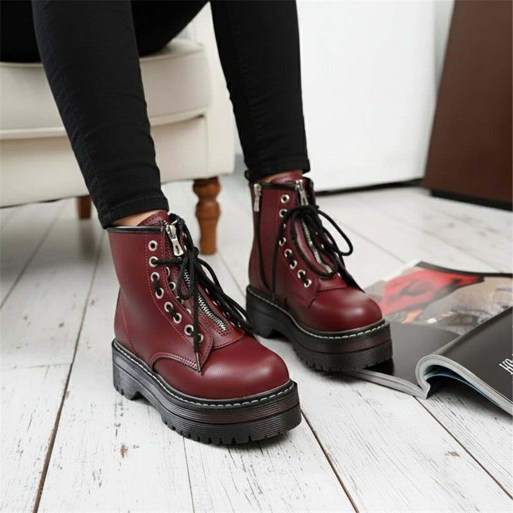 Round Toe Lace Up Boots