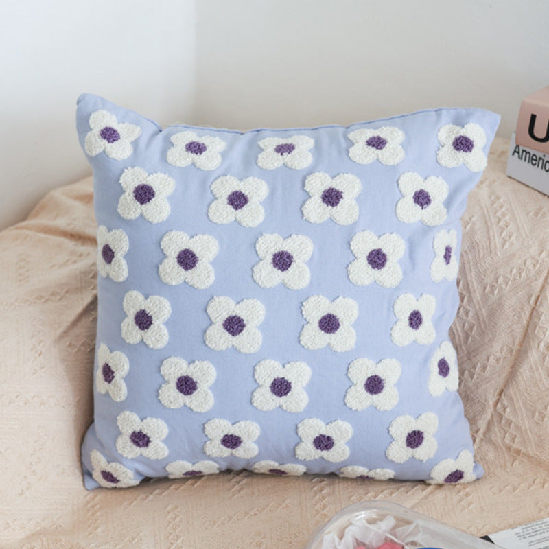 Flower Embroidered Pillowcase