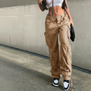 Multi-Pocket Low Rise Cargo Straight Pants