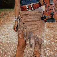 Dusk and Dawn Fringe Suede Skirt