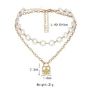 Vintage Lock Pendant Pearl Necklace