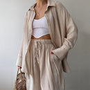 Casual Lapel Long Sleeve + Lounge Pants