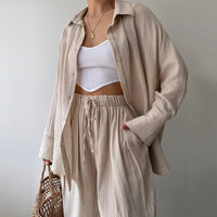 Casual Lapel Long Sleeve + Lounge Pants
