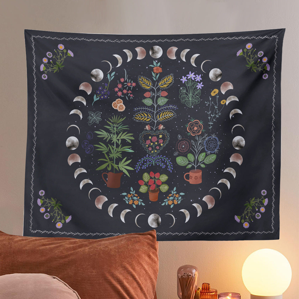Moon Phase Black Tapestry