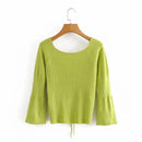 Fluorescent Drawstring Knitted Pullover