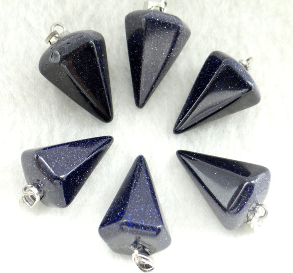 Natural Stone Agate Hexagonal Cone Pendant