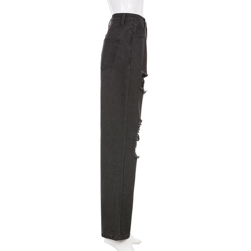 Ripped Edge Casual Jeans