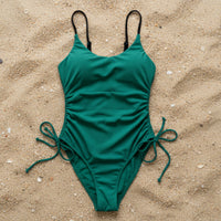 One Piece Drawstring Swimsuit