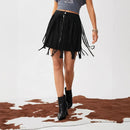 Western Denim Tassel Skirt